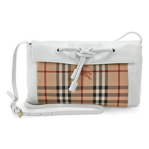 Burberry Small Hayamarket Check Leather Clutch Bag – White