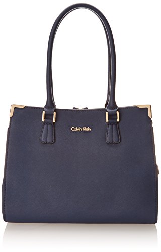 Calvin Klein Saffiano Satchel Shoulder Bag, Navy, One Size