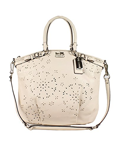 Coach Madison Tossed Laser Lindsey Satchel 19624 Silver / Parchment