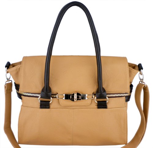 MG Collection Galiena Brown Large Shopper Handbag / Shoulder Bag Tote