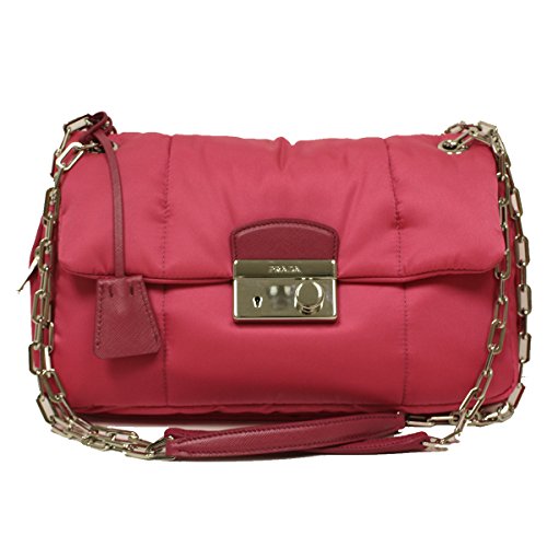 Prada BR5024 Pink Tessuto Bomber Pattina Shoulder Bag