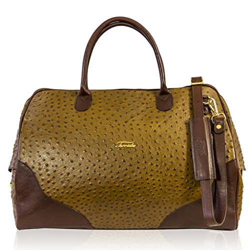 Terrida Italian Designer Brown Ostrich Leather Duffle Sport Oversized Bag