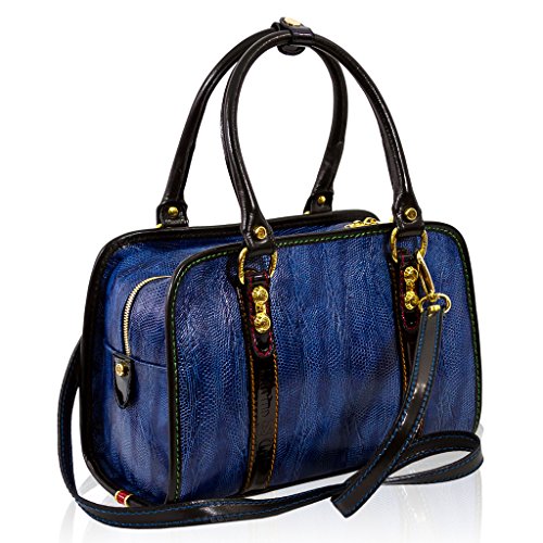 Marino Orlandi Italian Designer Cobalt Blue Python Leather Boxy Purse Bag