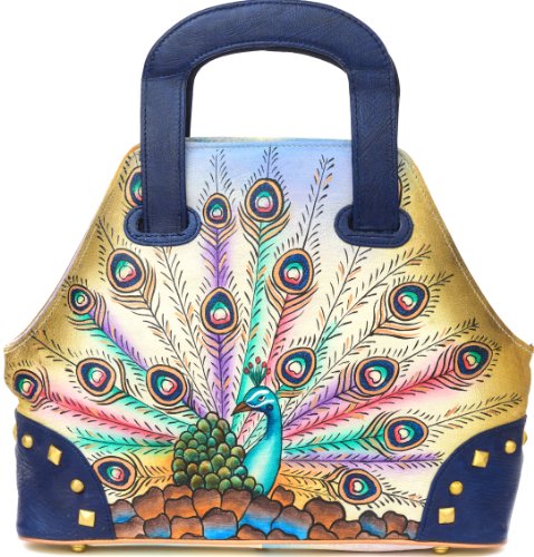 ZIMBELMANN Top-Handle Bag – Ashley – Genuine Nappa Leather 12.6 x 9.8 x 3.5 in multicolored hand-painted Handbag Evening Bag Purse
