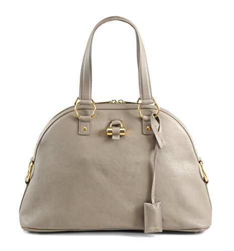 Saint Laurent YSL Large Muse Top-Handle Bag Gray Large Muse Leather Dome Satchel