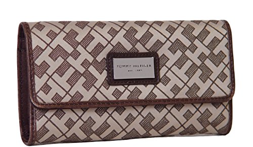 Tommy Hilfiger Women’s Continental Wallet Clutch Bag, Brown, Beige
