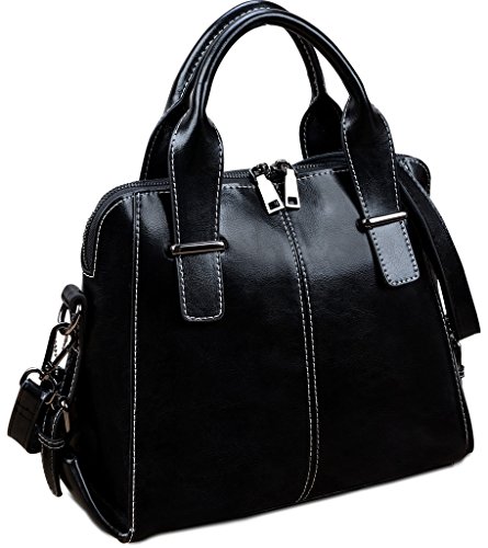 Yahoho Women’s Genuine Leather Zipper Top-Handle Cross Body Shoulder Bag
