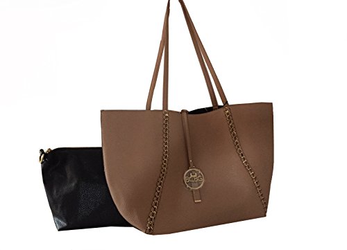 Bcbg Paris Handbag Convertible Reversible Chain Bag Camel/black