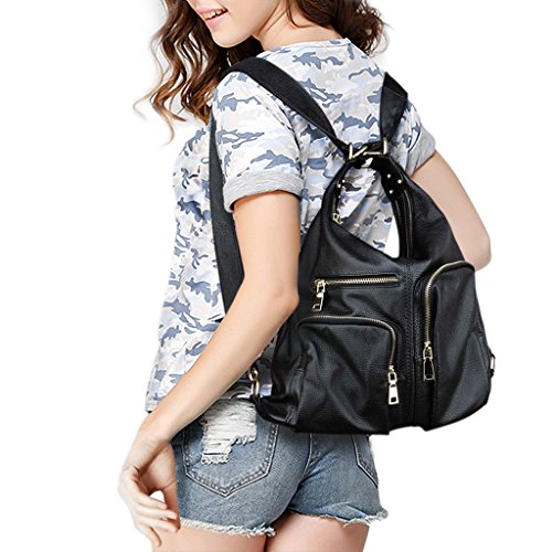 Yahoho Women’s Soft Genuine Leather Top Handle Cross Body Shoulder Bag Convertible Backpack