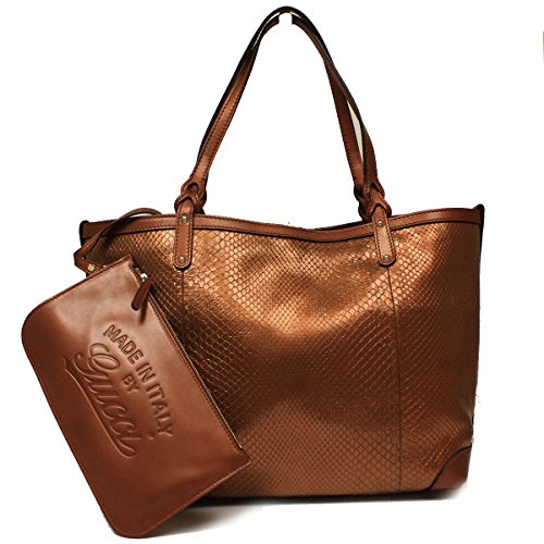 Gucci Craft Orange Python Leather Tote Bag 247209 E3B3H