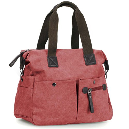 BMC Womens Textured Canvas Multi Pocket Shoulder Tote Fashion Handbag