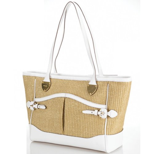 LAUREN by Ralph Lauren Women’s Gipson Shopper Handbag Sisal Natural/White