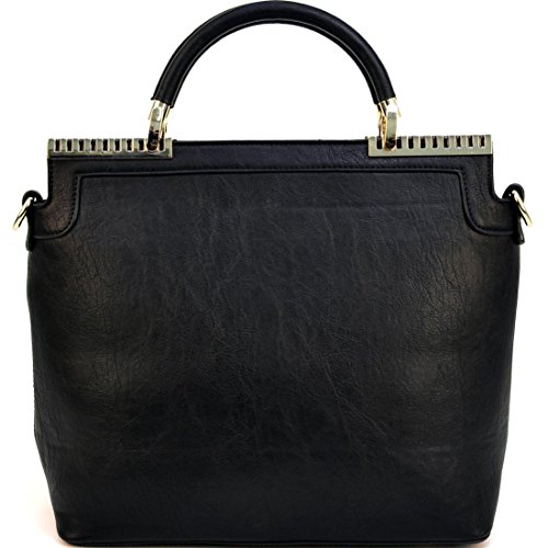 Isabelle Womens Fashion Carrying Handbag Satchel Faux Leather Strap Bag Black