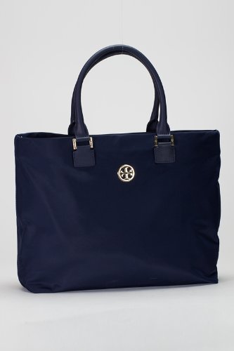 Tory Burch Logo Nylon Dena Tote Handbag Normandy Blue