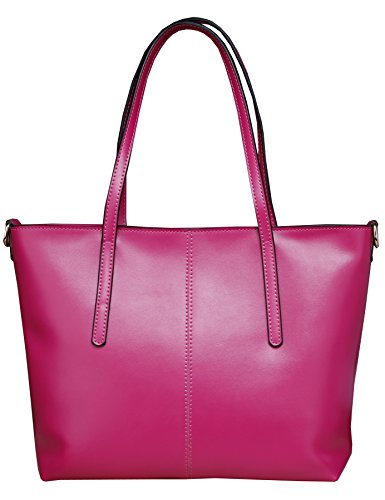 Heshe New Ol Genuine Leather Luxury Double Use Simple Style Summer Fashion Candy Color Tote Top Handle Crossbody Shoulder Bag Satchel Purse Handbag for Women