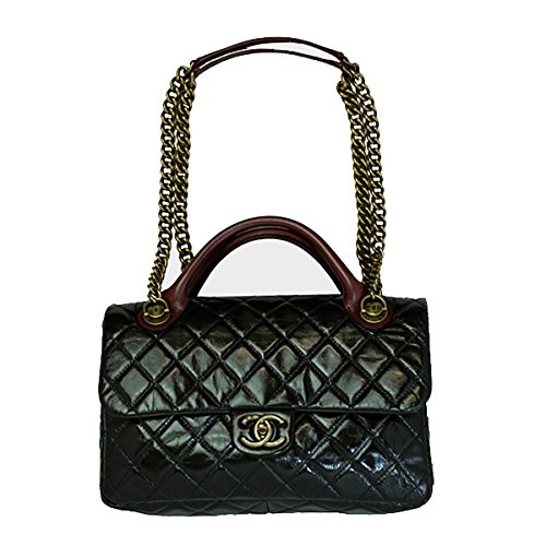 CHANEL Women’s Vintage Leather Chain Shoulder/Hand Bag Black A67800
