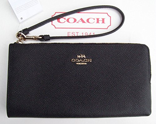 Coach Boxed L-zip Zippy Wallet in Leather Black Silver New in Box