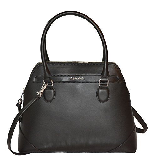 Calvin Klein Women’s Leather Dome Satchel Handbag Crossbody Bag Purse
