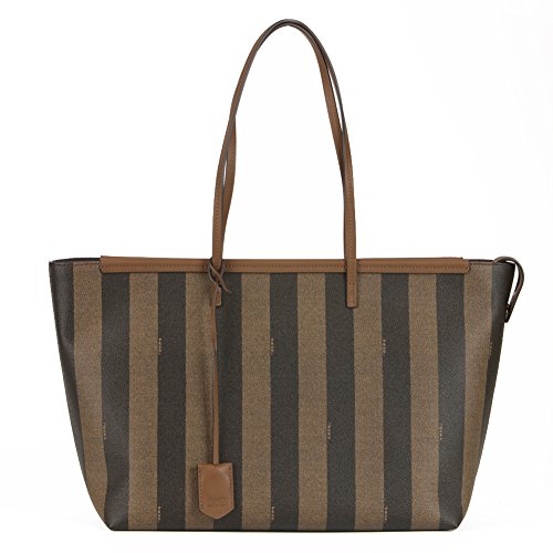 Fendi ‘Pequin’ Brown Leather Roll Tote Handbag