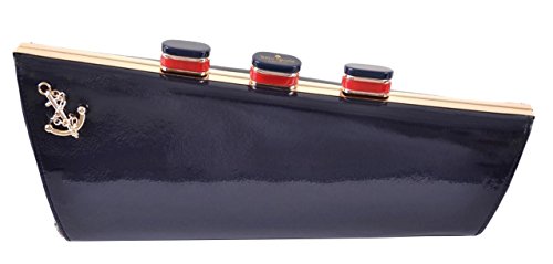 Kate Spade Women’s Blue Patent Leather All Aboard Ship Clutch
