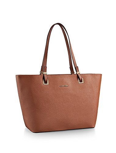 Calvin Klein Scarlett Saffiano Leather Bag (Brown)