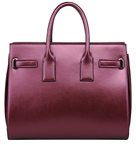 Heshe® Fashion New Women Genuine Leather Shoulder Handbag Tote Top-handle Purse Cross Body Messenger Bag Casual Simple Style Satchel