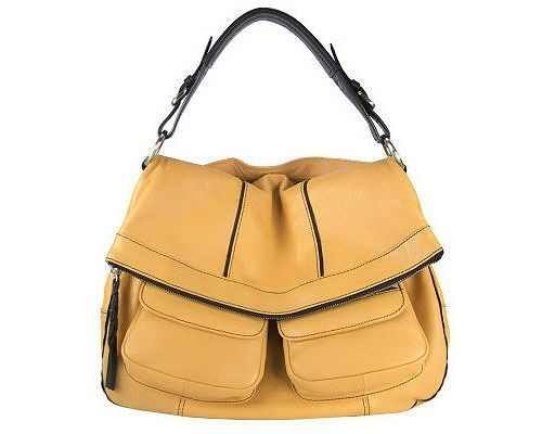 Oryany Citrus Yellow Leather Katie Large Flap Messenger Shoulder Bag Satchel Purse
