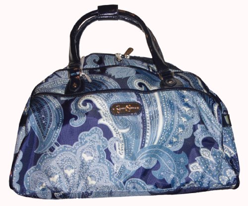 Jessica Simpson Purse Handbag Carry-on Luggage Spoonful of Sugar Paisley Blue