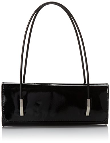 BMC Womens Synthetic Patent Leather Evening Clutch w/Black Cord Shoulder Straps
