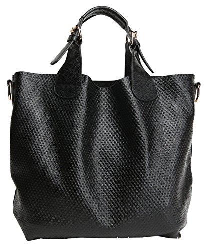 Heshe® Women’s New Fashion Genuine Leather Tote Handbag Shoulder Bag Cross Body Bag Handbag Top Handle Handbag Pouch Purse Hobo Sling Hang Bag for Ladies