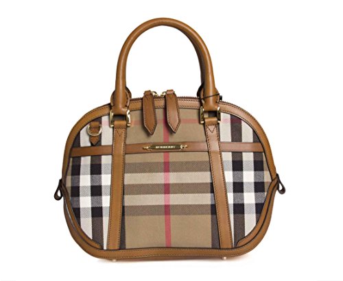 Burberry Woman’s Orchard Beige Leather House Check Medium Shoulder Bag Handbag