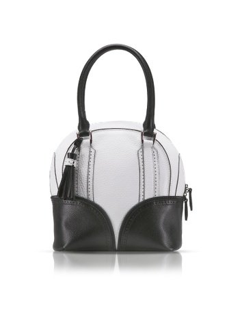 Pineider 1774 Limited Edition Mini Bowling Leather Bag black-white