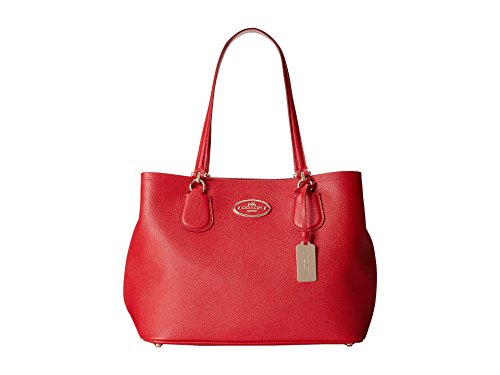 COACH Kitt Carryall Crossgrain Leather Handbag in Red / Light Gold 34388