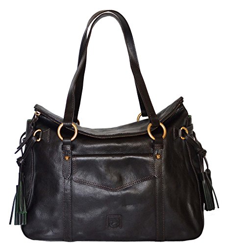 DOONEY & BOURKE Natural Florentine Leather The Smith Satchel Handbag Black