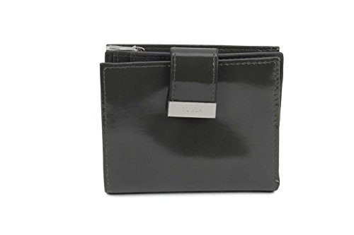 Furla Classic Hardware Patent Leather Small Wallet in Grey