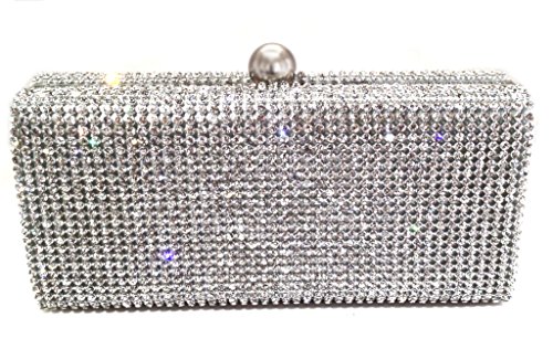 Dazzling Evening Bag Crystal Hard Case Clutch Handbag Purse for Women with Detachable Chain