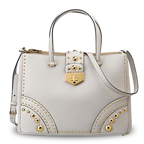 Prada Leather Saffiano Metal Studs Handbag