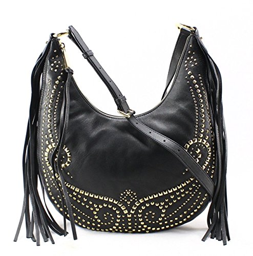 MICHAEL Michael Kors Women’s Rhea Studded Shoulder Bag, Black, One Size