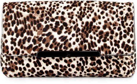 Christian Louboutin Rougissime Leopard-print White Calf Hair Clutch Bag Authentic New
