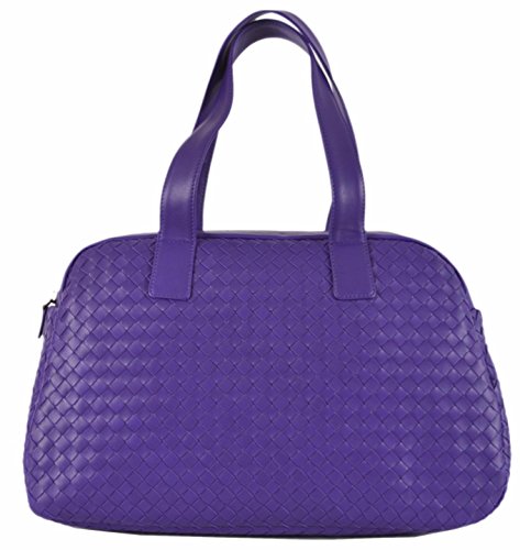 Bottega Veneta Women’s Purple Woven Leather Boston Satchel