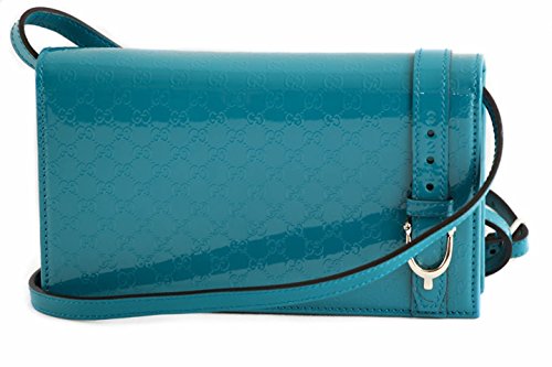 Gucci 354086 Nice Patent Leather Handbag Turquoise Clutch