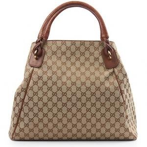 Gucci Original Gg Tote Beige Ebony Brown Handbag Original Authentic New