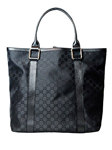 Gucci GG Guccisima Interlocking Monogram Nylon Tote Shoulder Bag Purse in Black