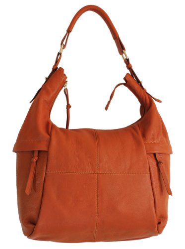 Casini Women Designer Genuine Leather Tan Brown Large Hobo Handbag Shoulder Bag