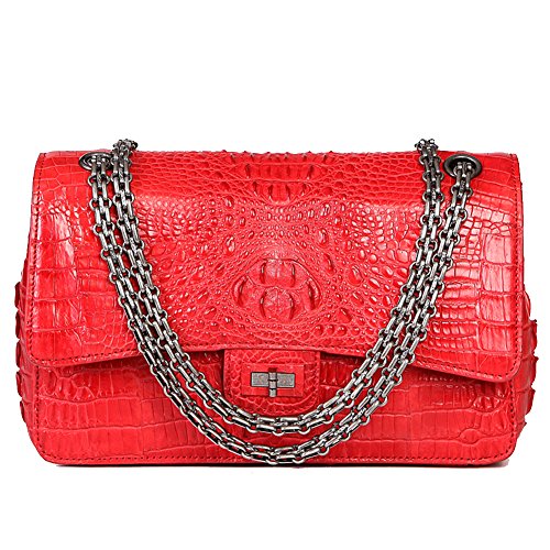GAVADI Crocodile Leather Ladies Handbag Evening Party Bag Red G028