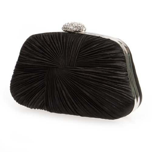 BMC Swirling Clinched Satin Fabric Locking Clasp Fashion Party Clutch Purses