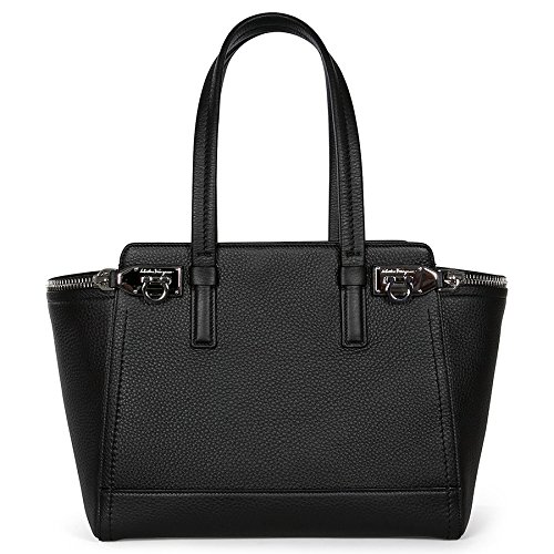 Ferragamo Verve Oxford Leather Mini Satchel – Black