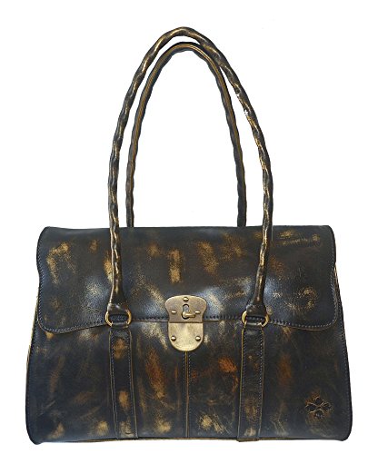 Patricia Nash Old Italian Leather Metallic Rose Satchel Bag Handbag Purse