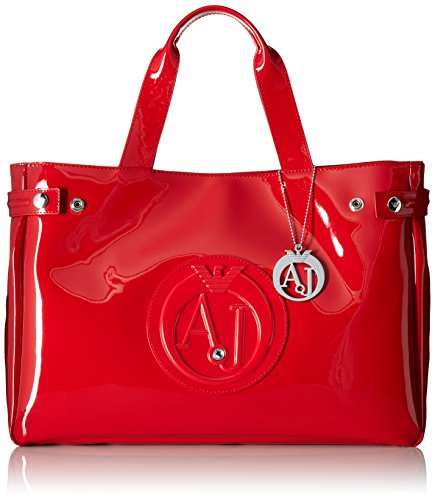 Armani Jeans 55 Crystal Patent East West Top Handle Bag, Red, One Size