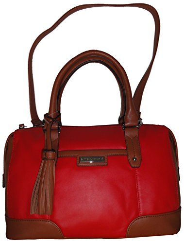 Tignanello Women’s Genuine Leather Classic Prep Satchel Handbag, Lipstick Red/Whiskey